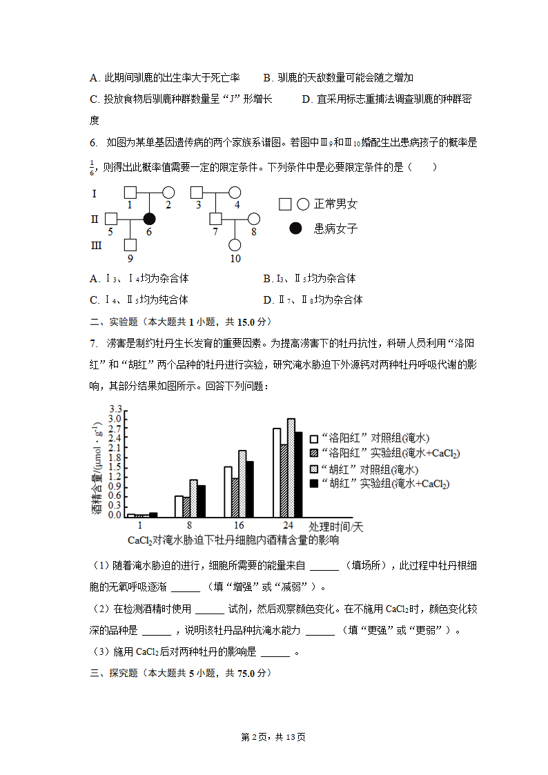 2023年甘肃省张掖市高考生物适应性试卷-普通用卷（有解析）.doc第2页