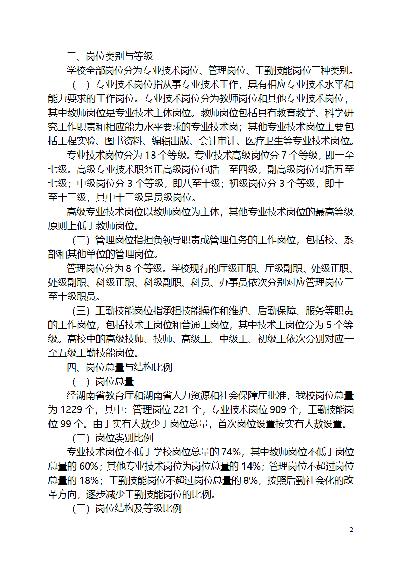 湖南人文科技学院岗位设置与聘用管理实施方案第2页