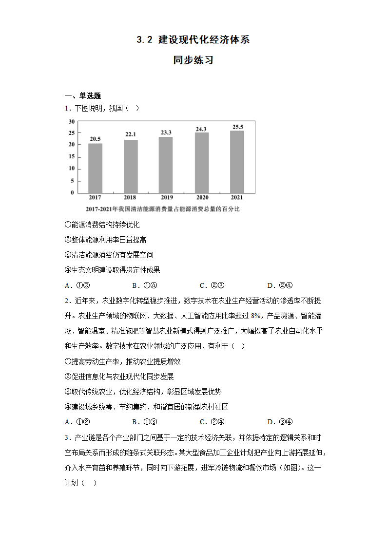 高中思想政治统编版（部编版）必修2  3.2 建设现代化经济体系 同步练习（含答案）.doc第1页