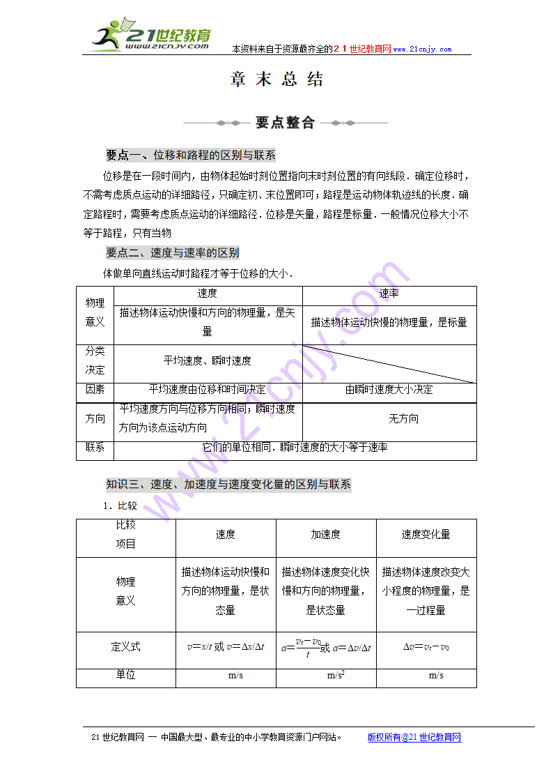 运动的描述章节 同步学案.doc第1页