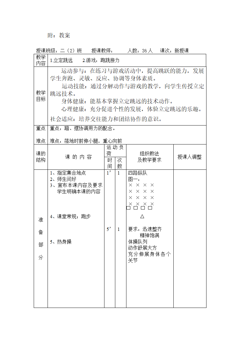 二年级体育立定跳远 教案 全国通用.doc第3页