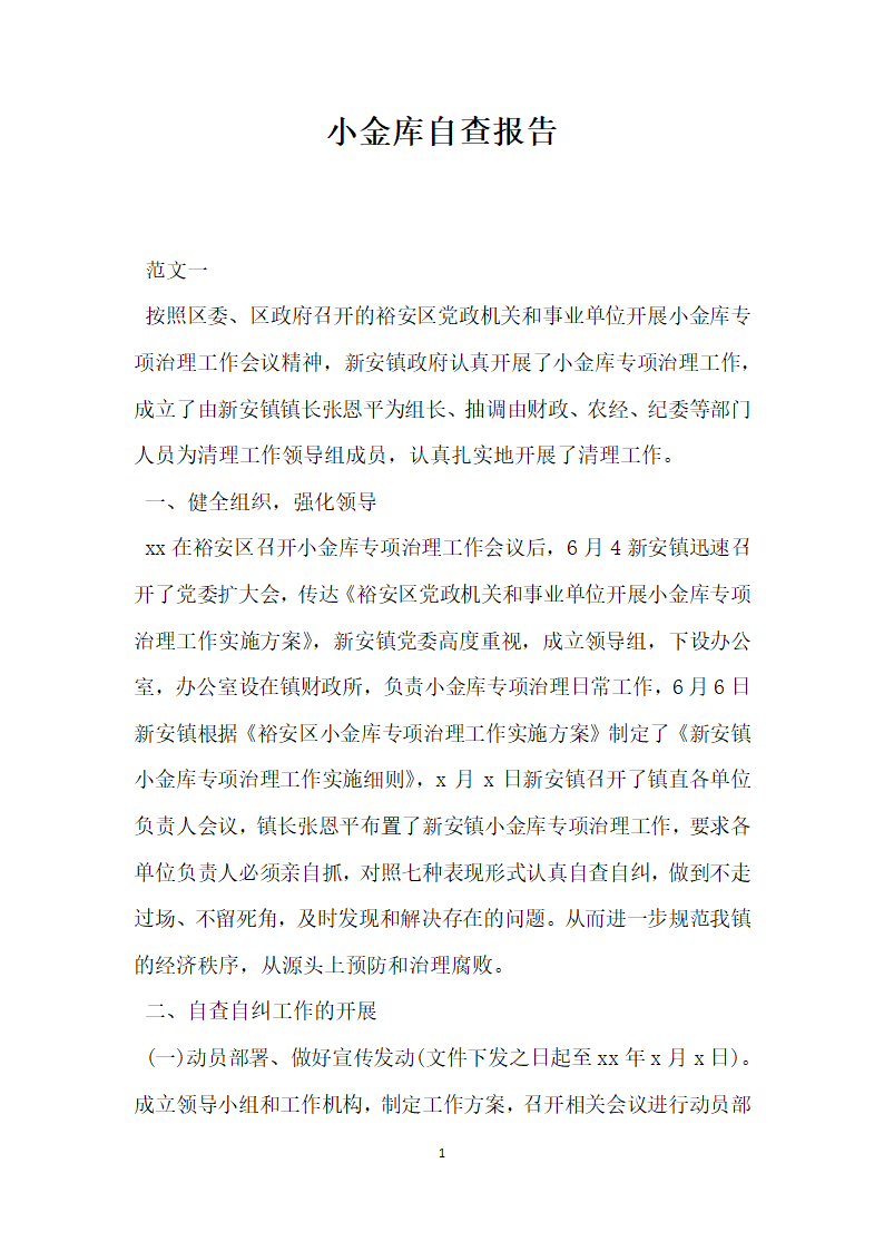 小金库自查报告.docx