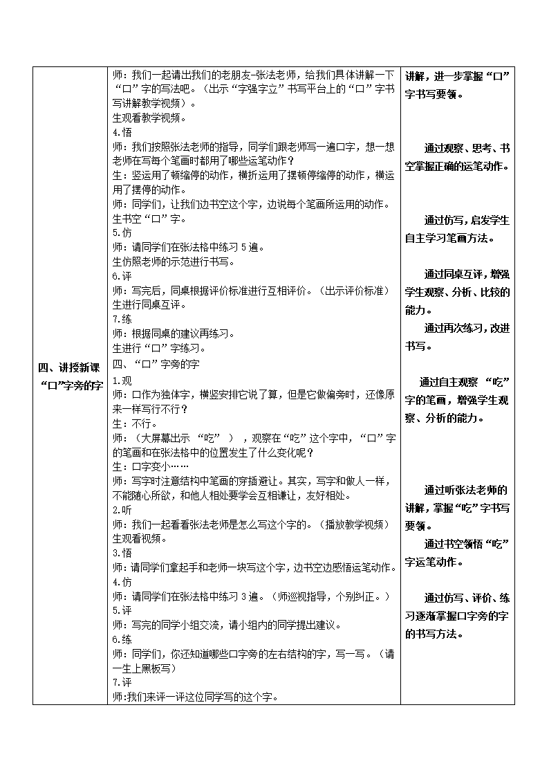 北师大版 书法练习指导 1口字旁 教案（表格式）.doc第2页