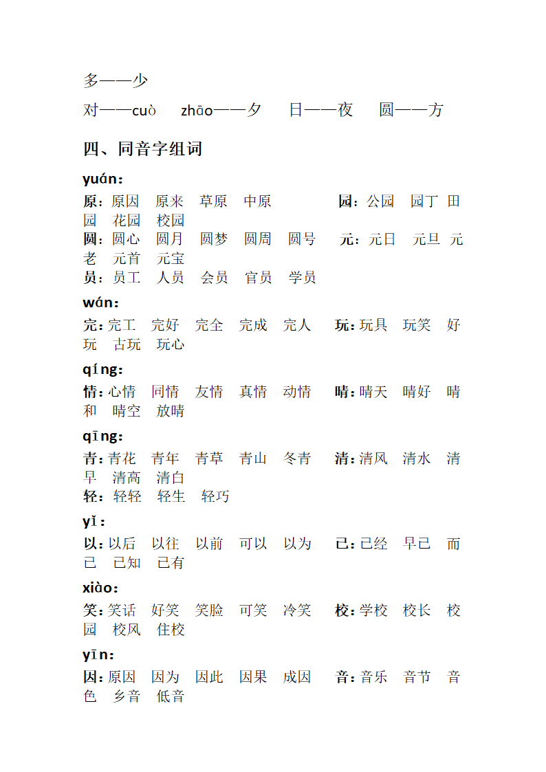 部编人教版一年级语文下册：期中知识点梳理.doc第3页