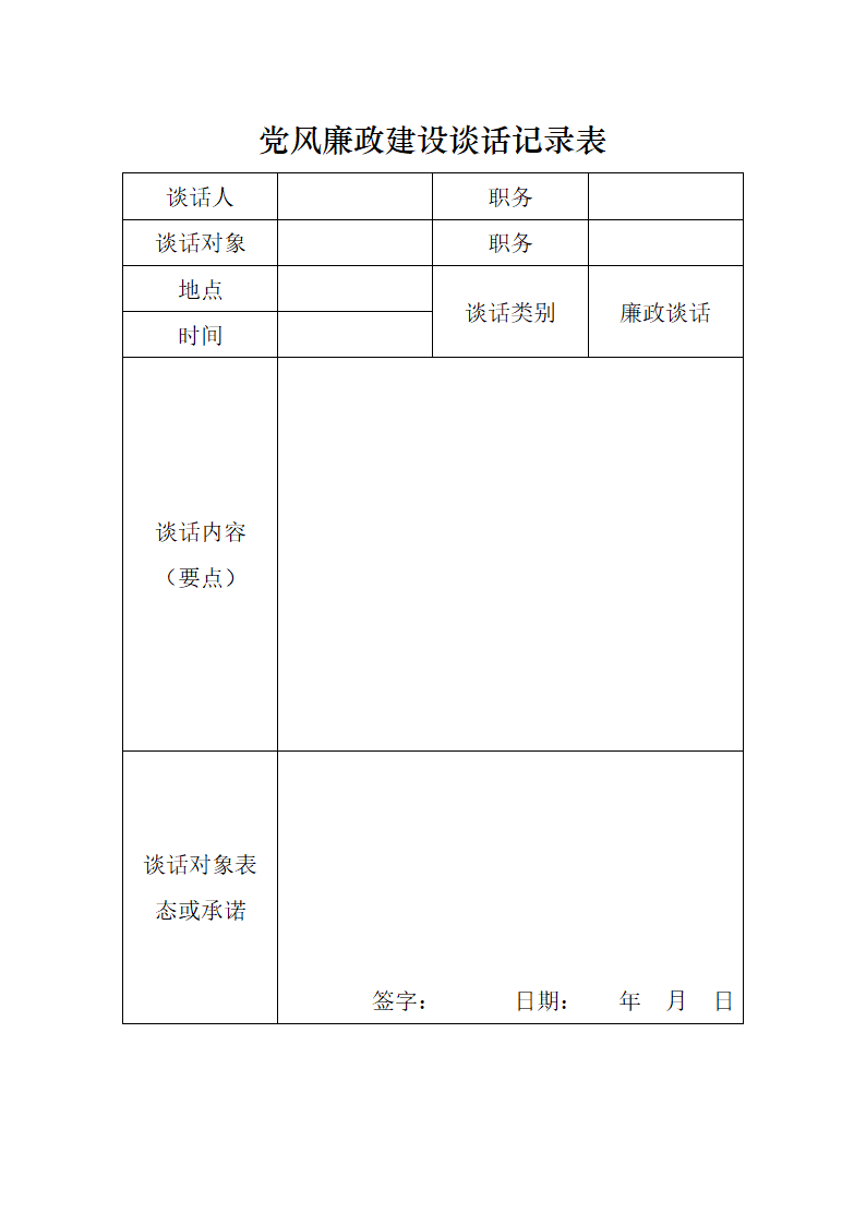 党风廉政建设谈话记录表.docx