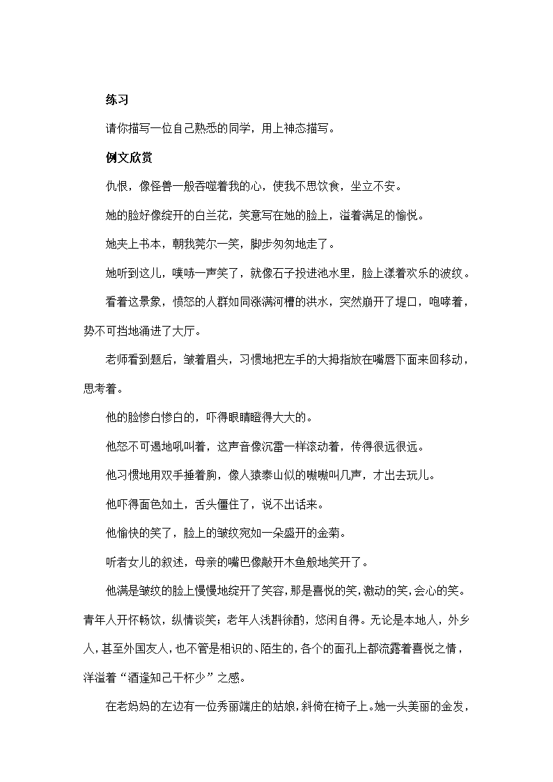 小升初作文专题07神态描写08首尾呼应（讲义）-2021-2022学年语文六年级下册.doc第2页