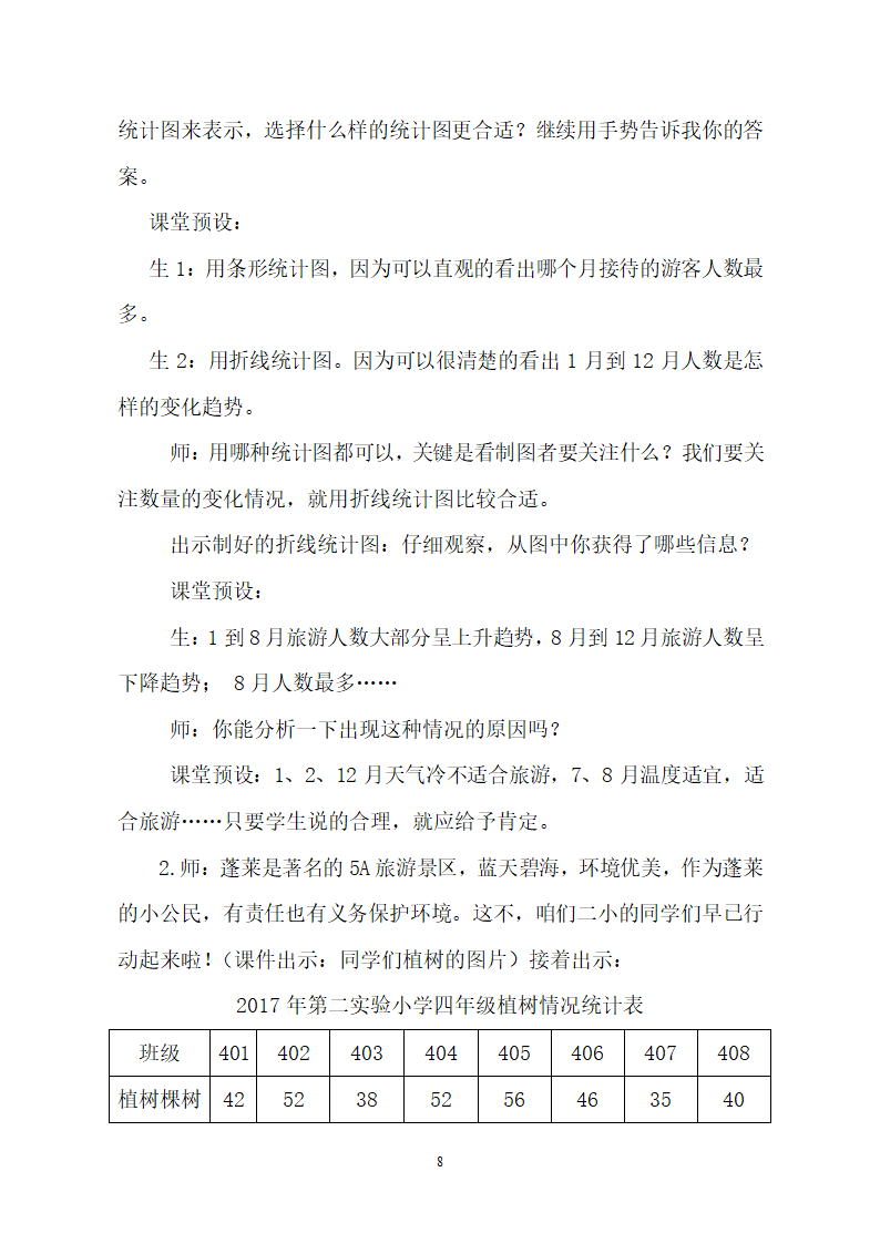 青岛版五四制 四年级数学下册8.2选择条形统计图、折线统计图描述数据  教案.doc第8页