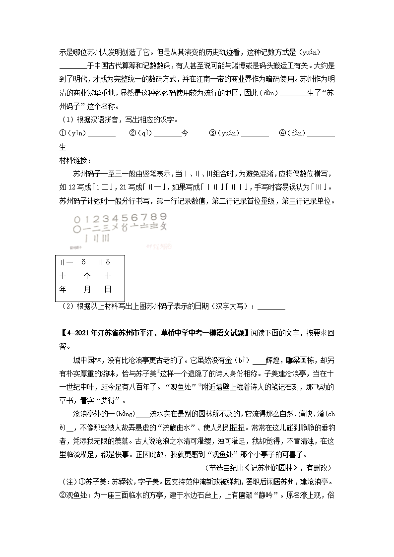 专题02基础综合6年中考（2016-2021年）1年模拟（2021年）语文试题真题汇编（江苏苏州专用）（含答案解析）.doc第5页