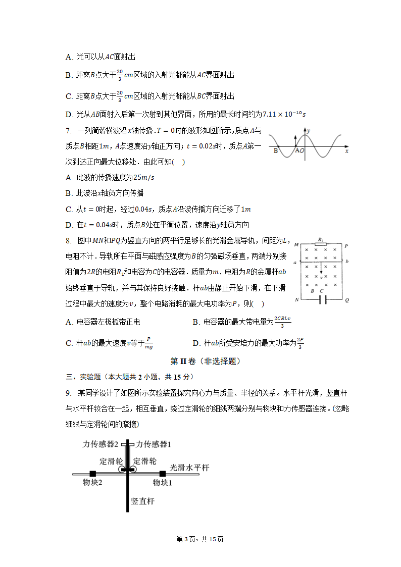 2023年安徽省安庆市重点中学高考物理二模试卷（含解析）.doc第3页