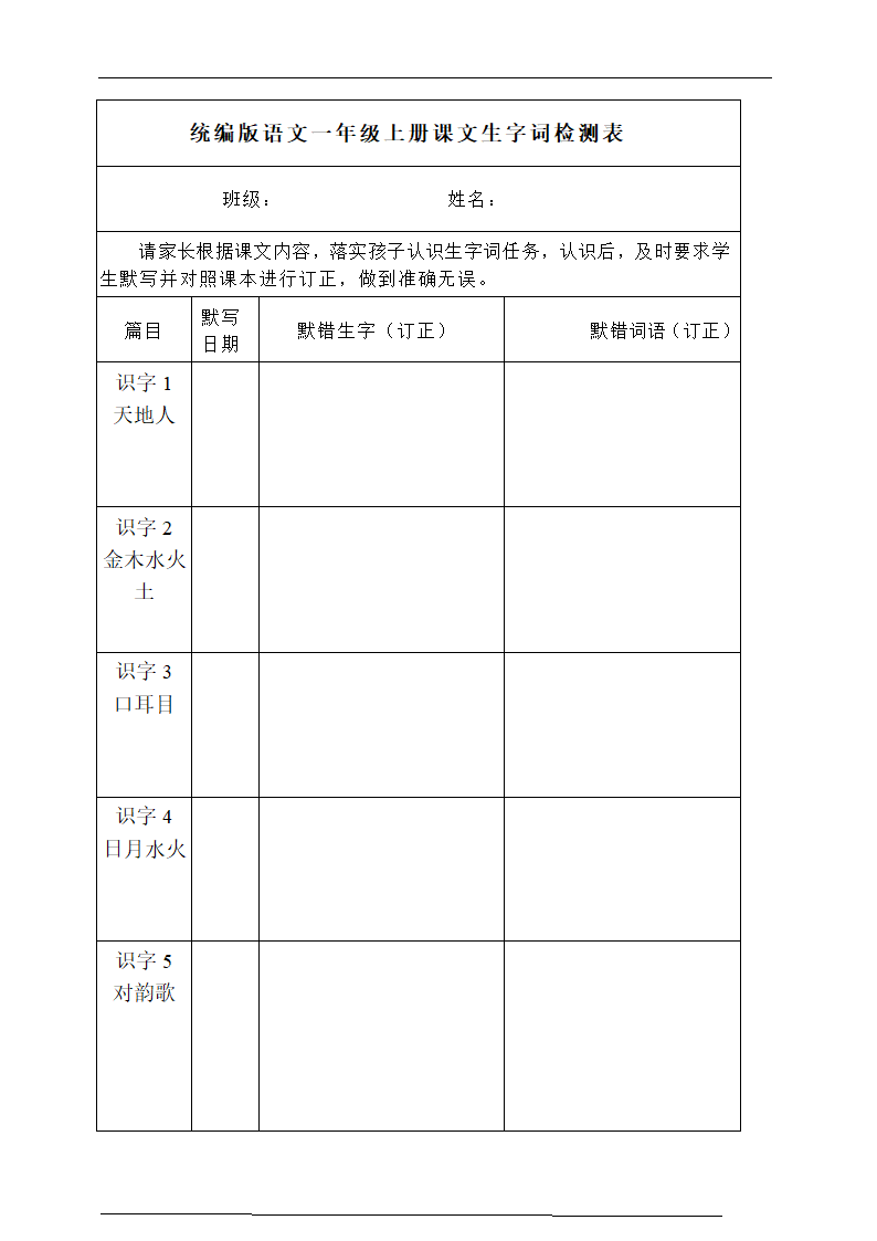 部编版一年级语文上册必背必考知识点名师梳理(暑假预习、附检测表).doc第2页