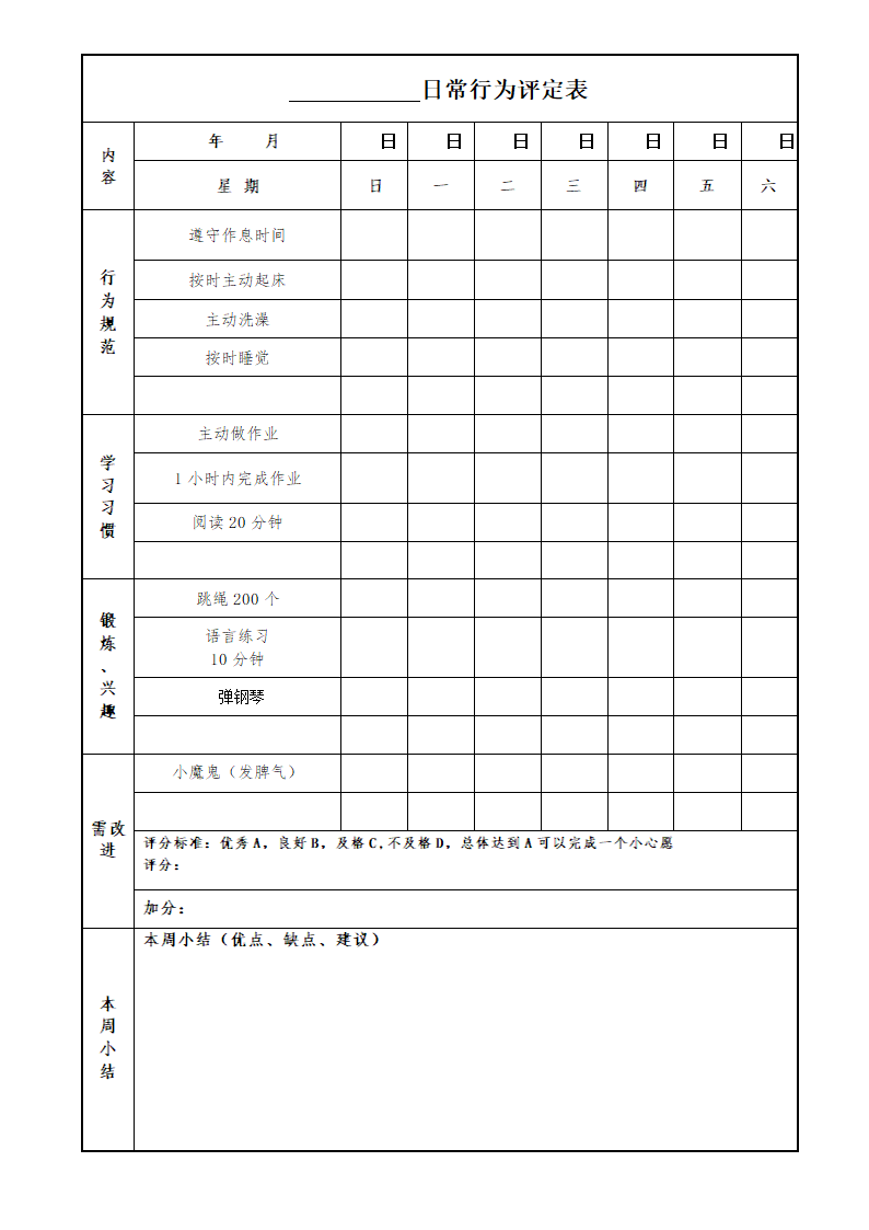 小学生日常行为评定表.doc第1页