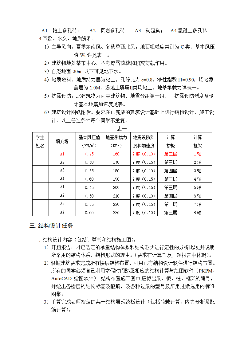 7层6000平米左右框架办公楼毕业设计任务书.doc第3页