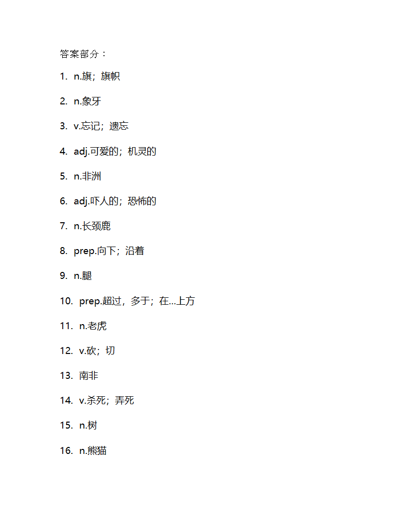 Unit 7 Why do you like pandas？ 单词检测2021-2022学年鲁教版（五四学制）六年级下册(含答案).doc第4页