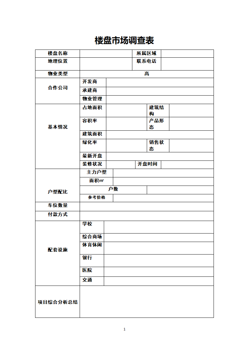 楼盘市场调查表.docx第1页