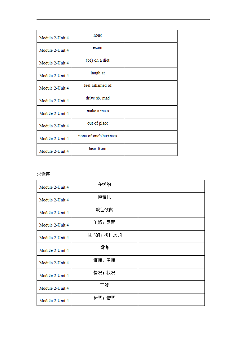 Module 2 Unit 4单词、词组默写清单 2022-2023学年牛津深圳版英语九年级上册（含答案）.doc第2页