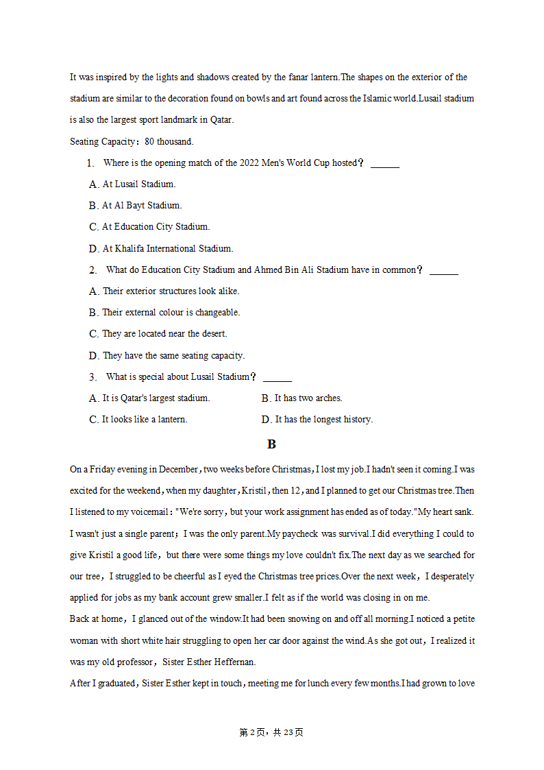 2023年新疆阿克苏地区重点中学高考英语一模试卷（含解析）.doc第2页