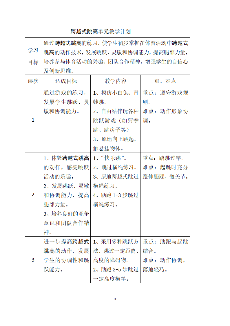 四年级体育   跨越式跳高    教案 全国通用.doc第3页