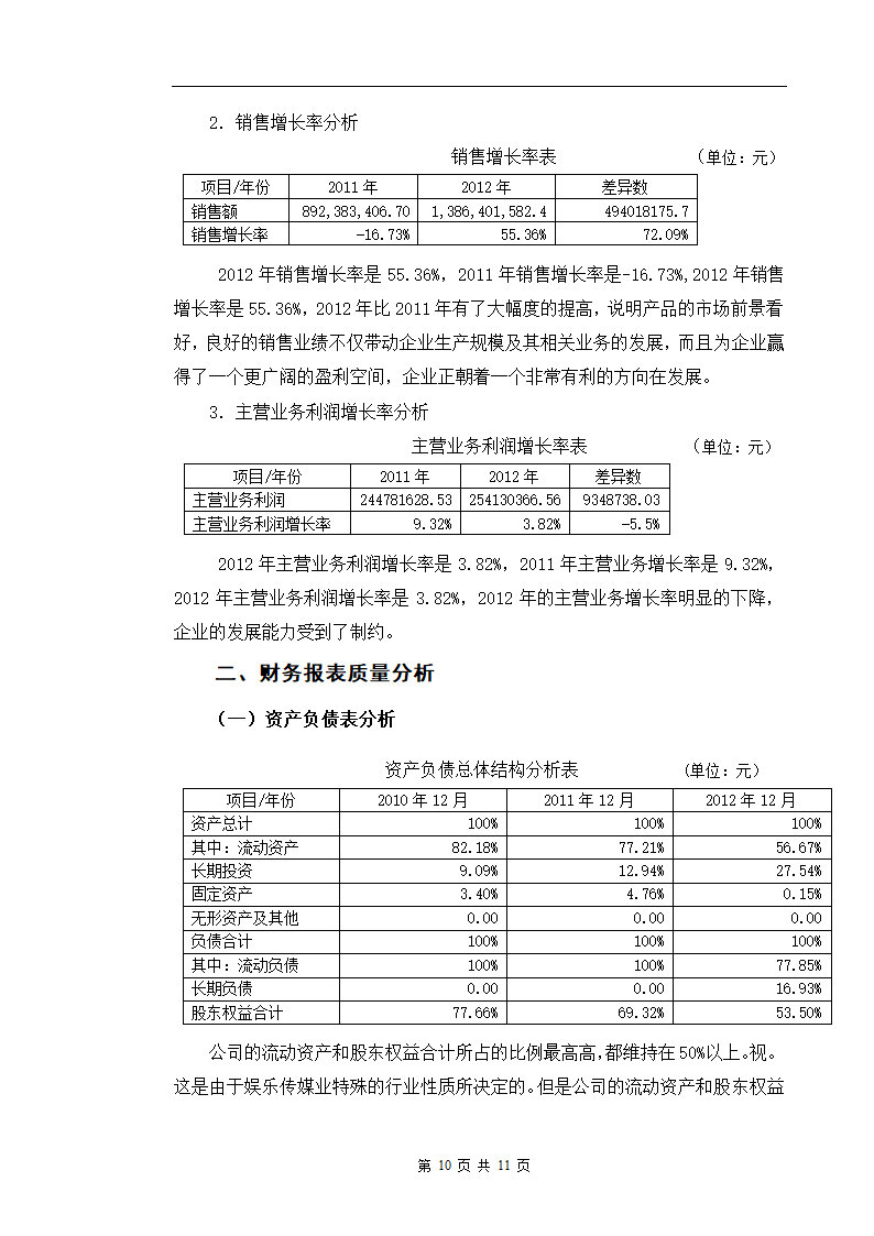 华谊兄弟传媒股份有限公司财务报表分析.doc第10页