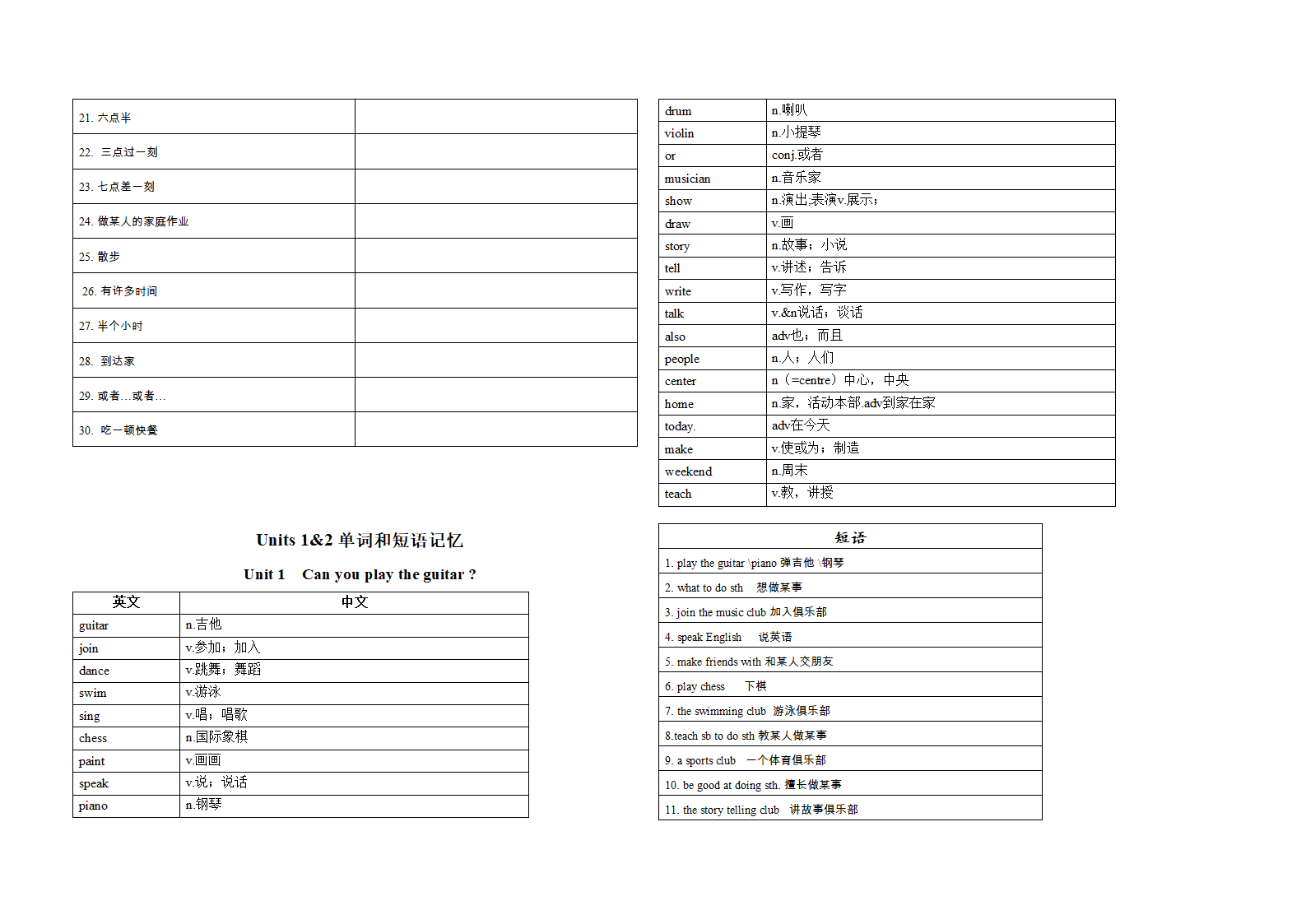 2021-2022学年人教版七年级英语下册Units1-2 单词&短语默写测试单（含答案）.doc第3页