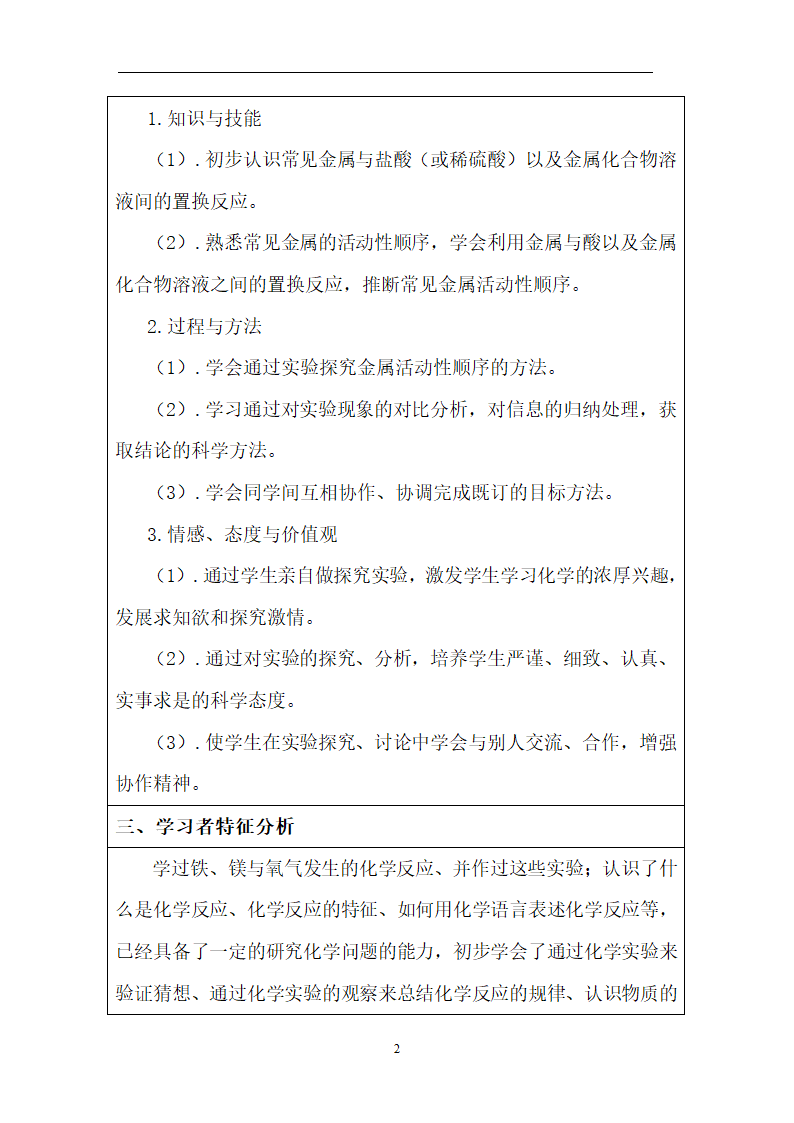 化学表格式教学设计模板.doc第2页