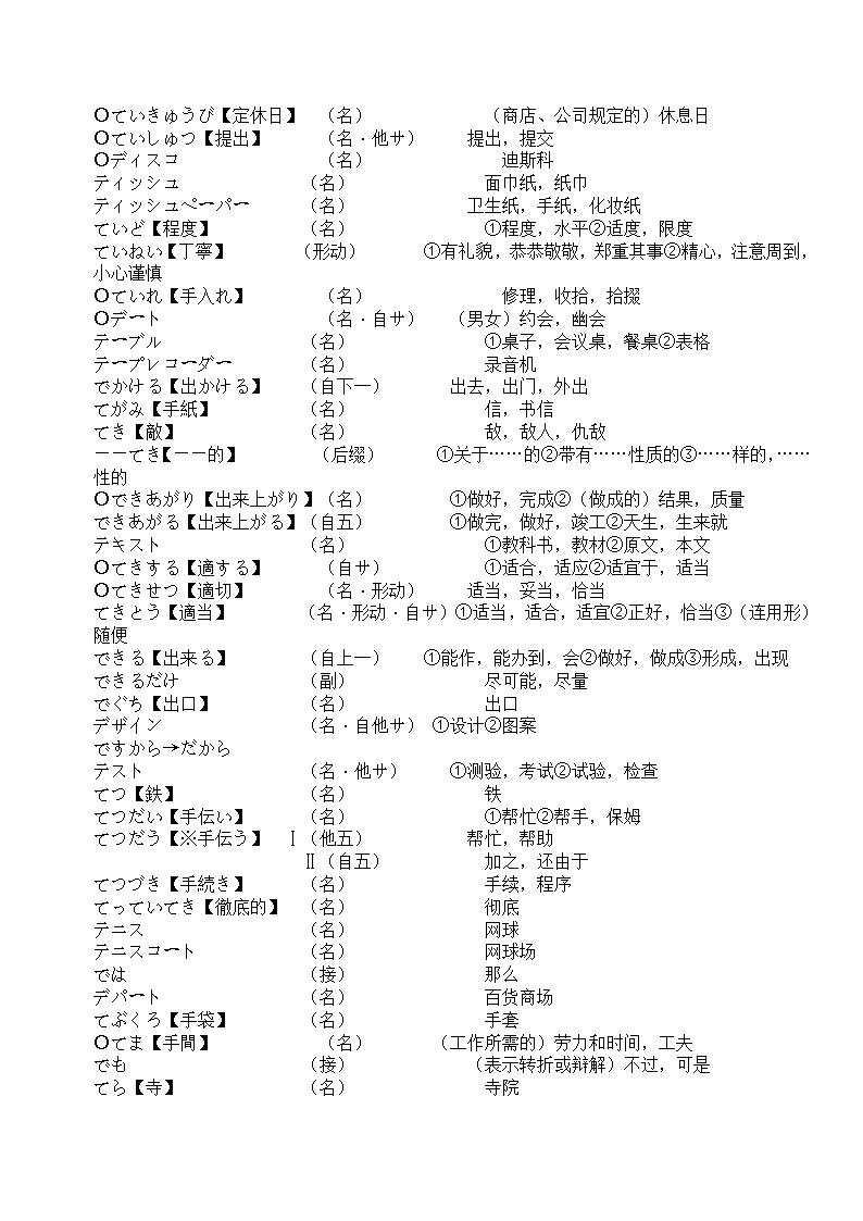 辽宁省成人本科毕业生学士学位考试日语词汇表第62页