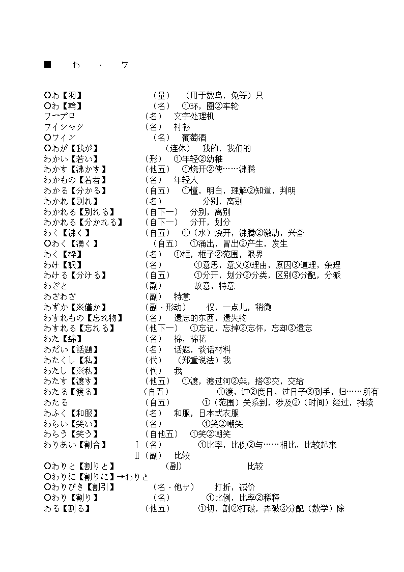 辽宁省成人本科毕业生学士学位考试日语词汇表第96页