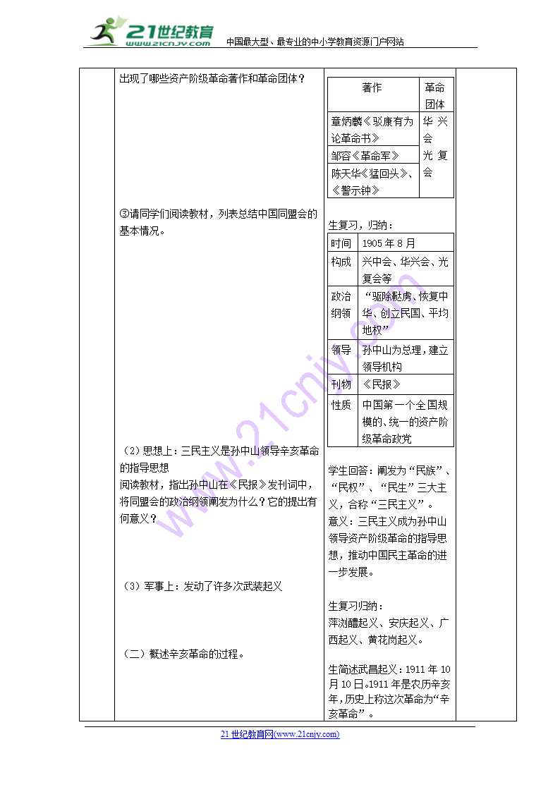 2017-2018学年八年级历史新人教版上册复习教案：第3单元 资产阶级民主革命与中华民国的建立.doc第2页