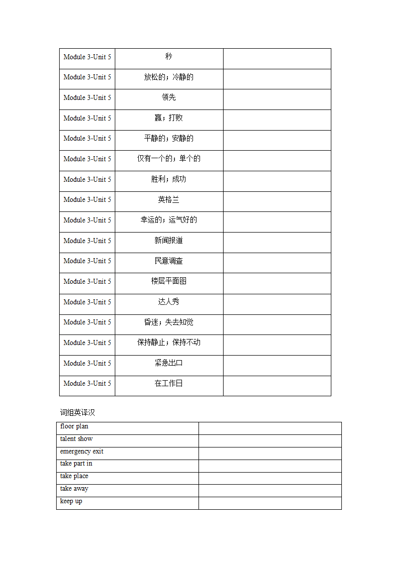 Module 3 Unit 5 Action 单词、词组默写清单 2022-2023学年牛津深圳版英语九年级上册(含答案).doc第3页