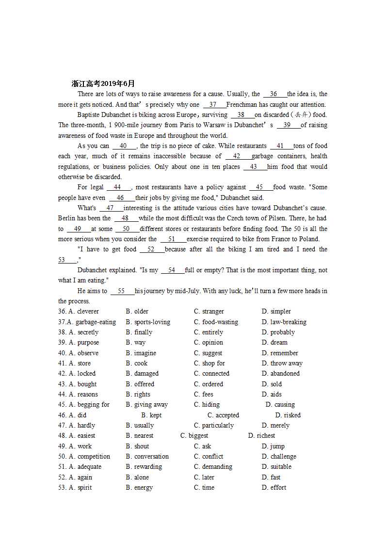 浙江高考英语试卷近5年（2017-2021年)真题分类汇编—完型填空（含答案）.doc第5页