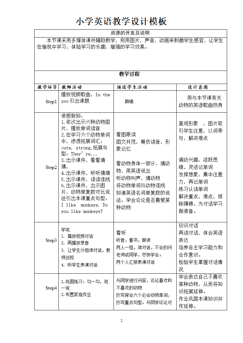 小学英语教学设计模板.docx第2页