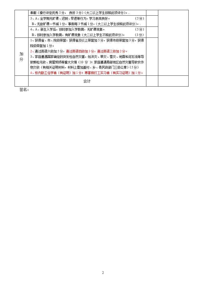 哈尔滨理工大学荣成校区家庭经济困难学生贫困认定量化评分自评表2第2页