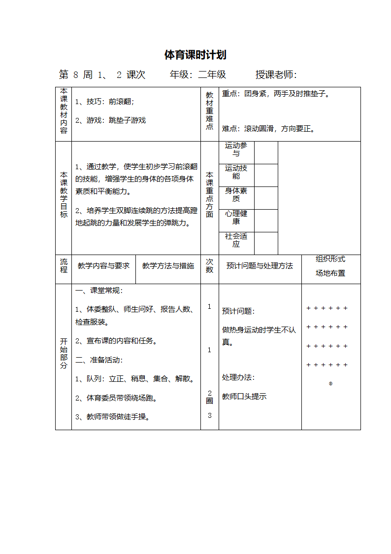 二年级体育教案-前滚翻全国通用.doc第1页