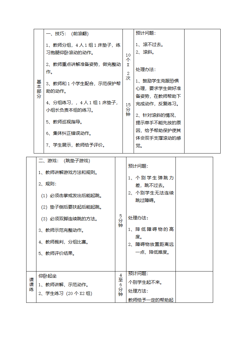 二年级体育教案-前滚翻全国通用.doc第2页