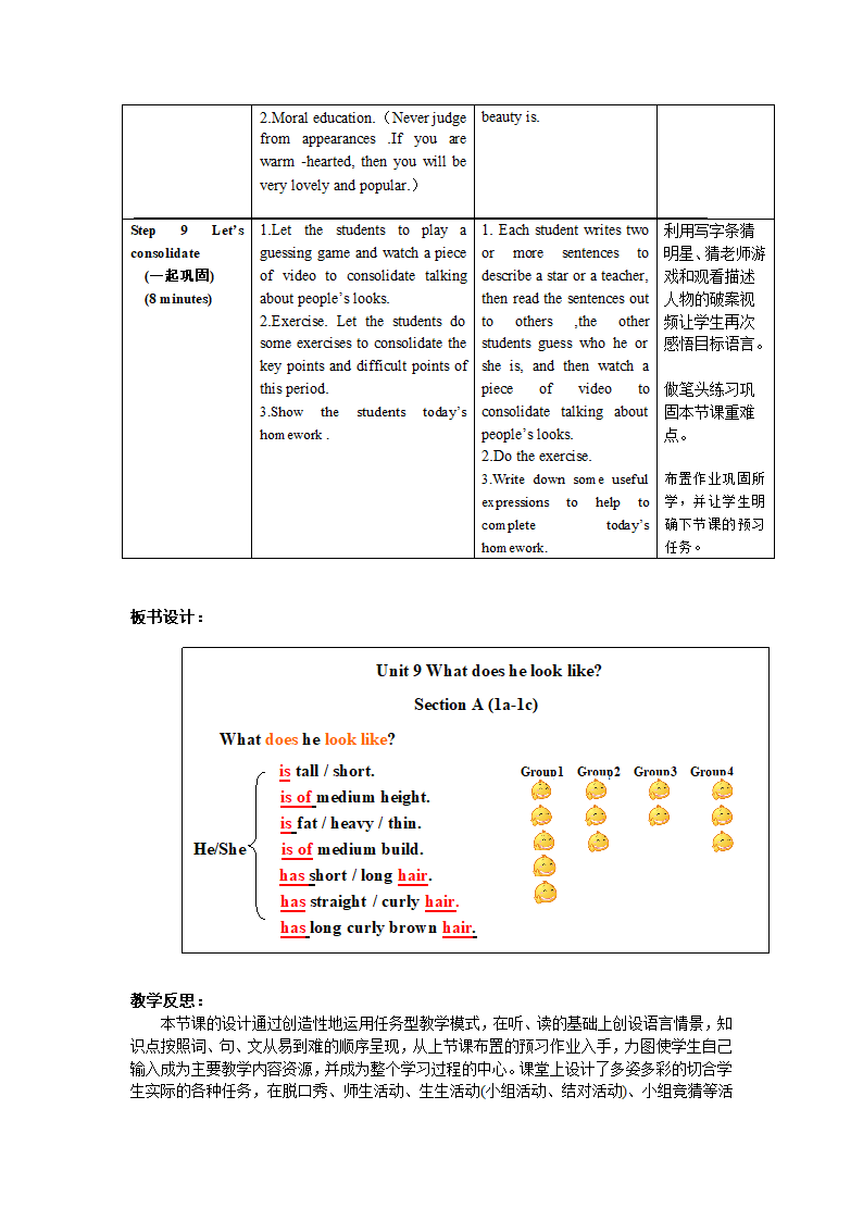 Unit 9 What does he look likeSection A (1a-1c )   the First Period（听说课） 教学设计.doc第5页