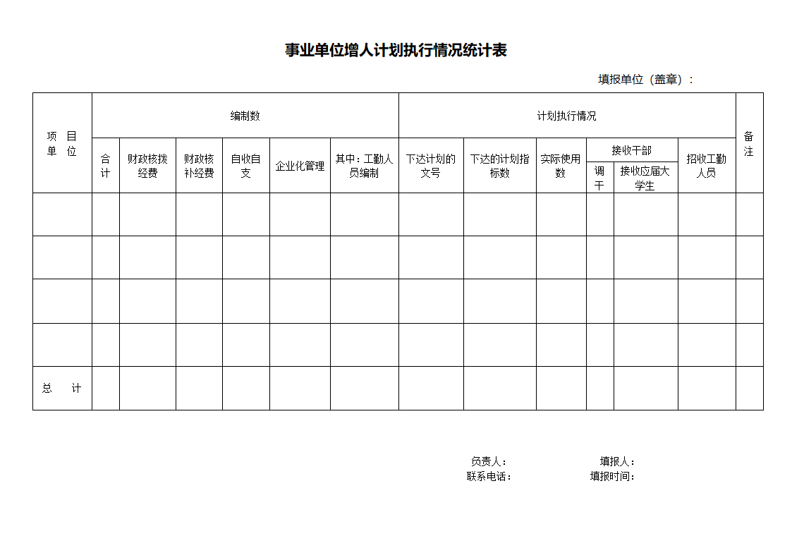 事业单位增人计划执行情况统计表.docx第1页