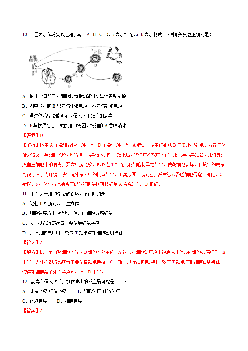 2020年高考生物疫情考点透视突破03+免疫系统消灭人体内的病毒(解析版)第13页