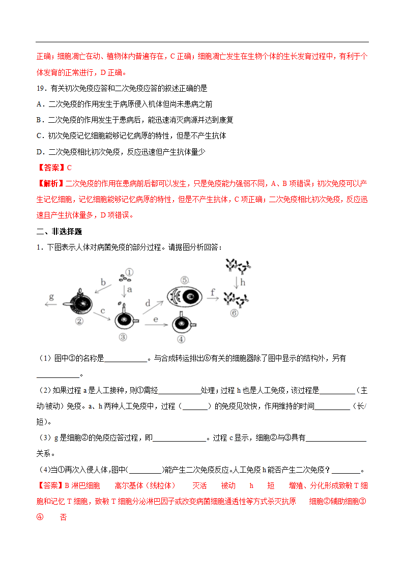 2020年高考生物疫情考点透视突破03+免疫系统消灭人体内的病毒(解析版)第16页