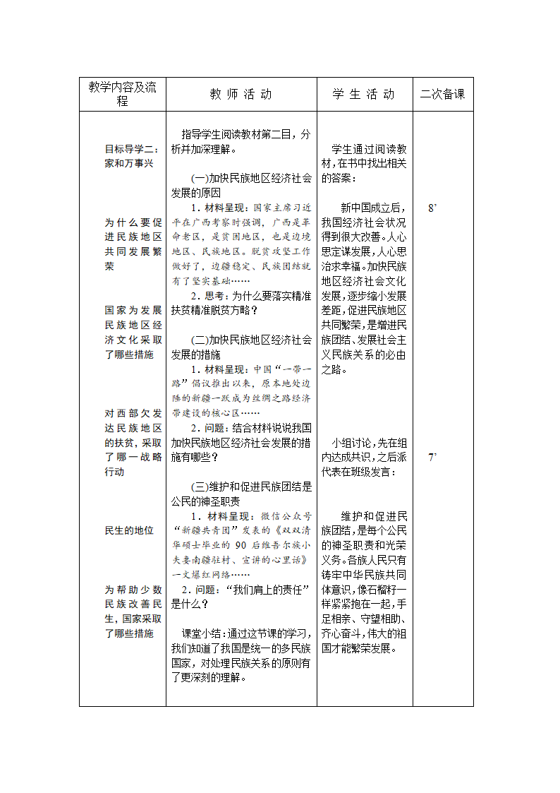 7.1 促进民族团结 教案（表格式）.doc第3页