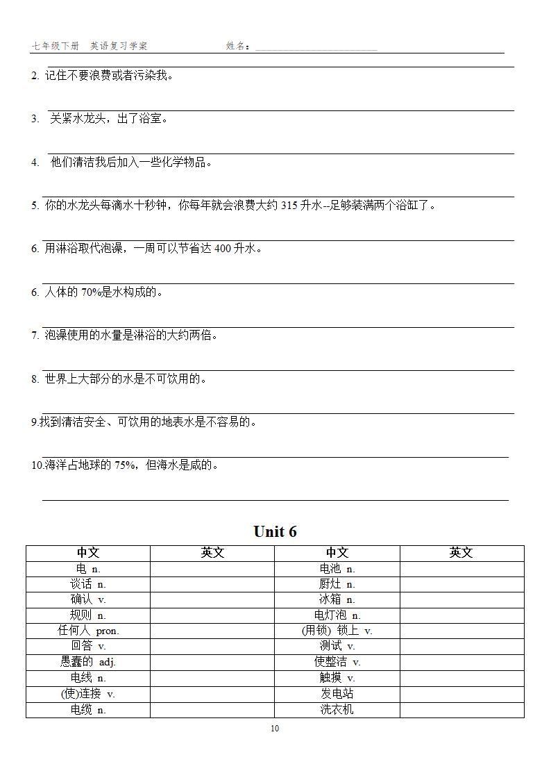 2021-2022学年牛津深圳版七年级英语下册Units1-8复习单词语法复习题（无答案）.doc第10页