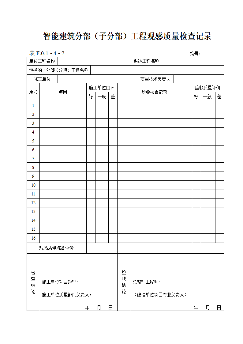 智能建筑分部子分部工程观感质量检查记录.doc第1页