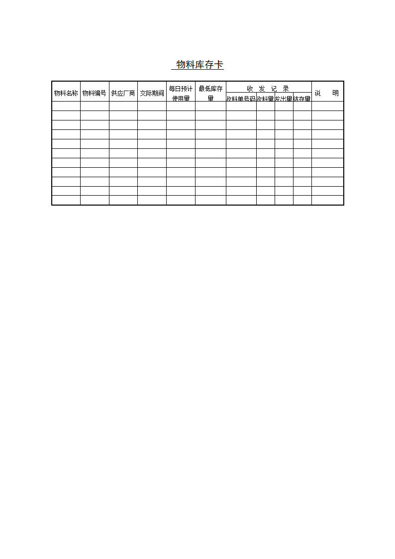 物料库存卡资料模板.doc第1页