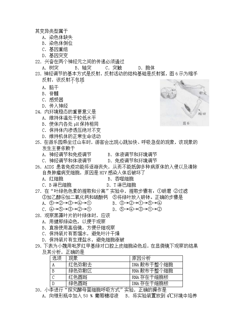 2013年广东学业水平测试生物试题(word)含答案第3页