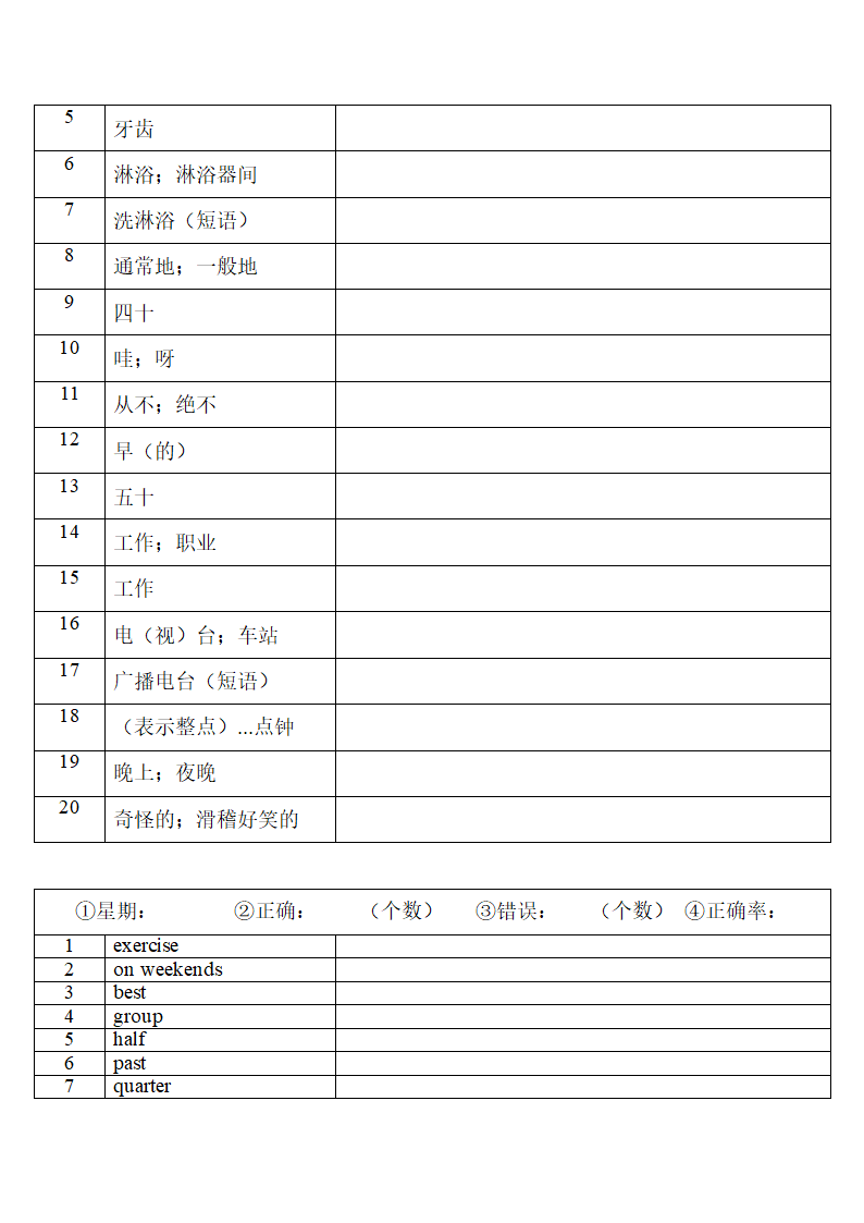 2022年人教版中考复习七年级下册中英词汇默写（第一周）（无答案）.doc第5页