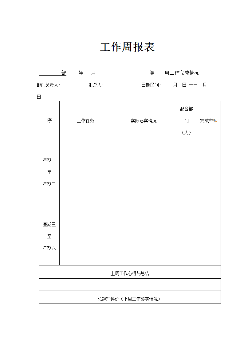 部门周报表模板.doc第1页