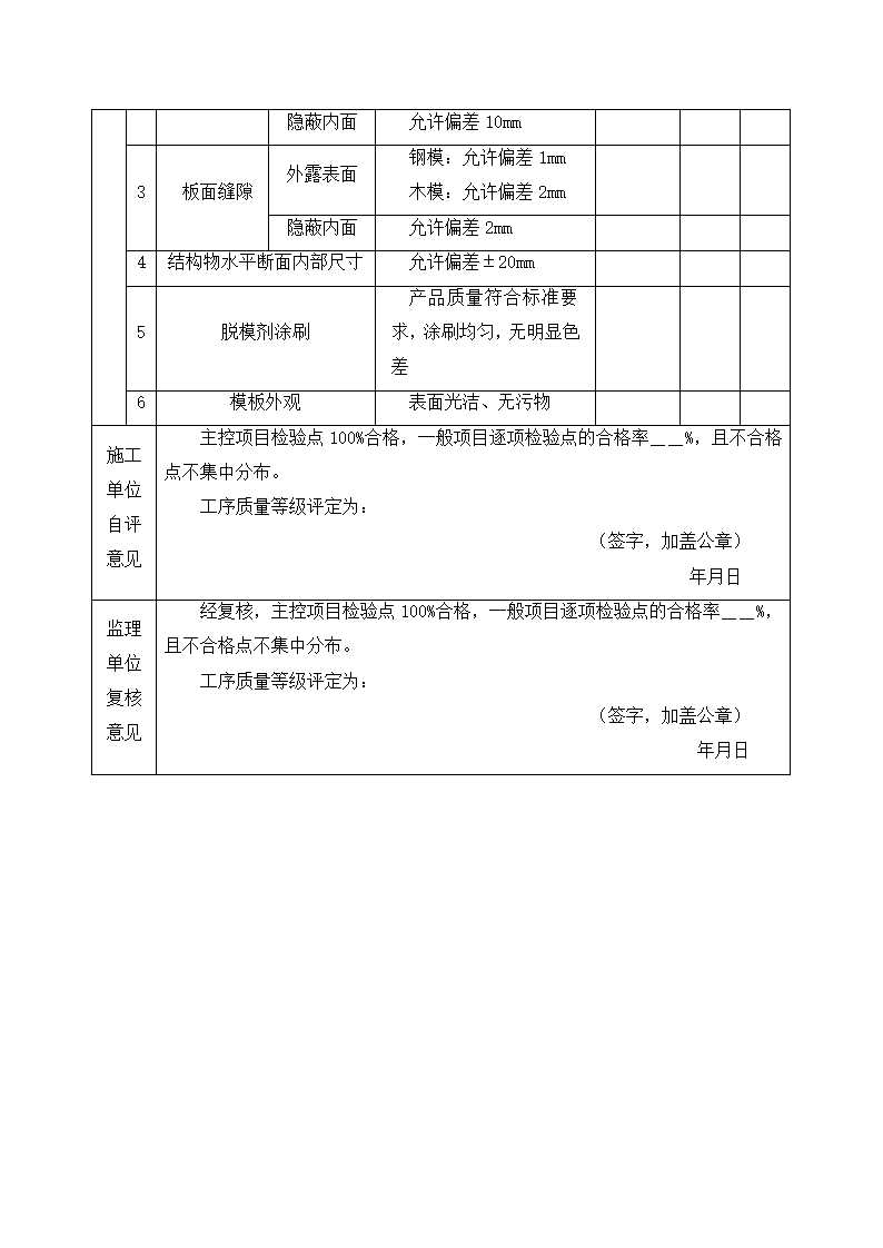 模板制作安装施工质量验收评定表.docx第2页