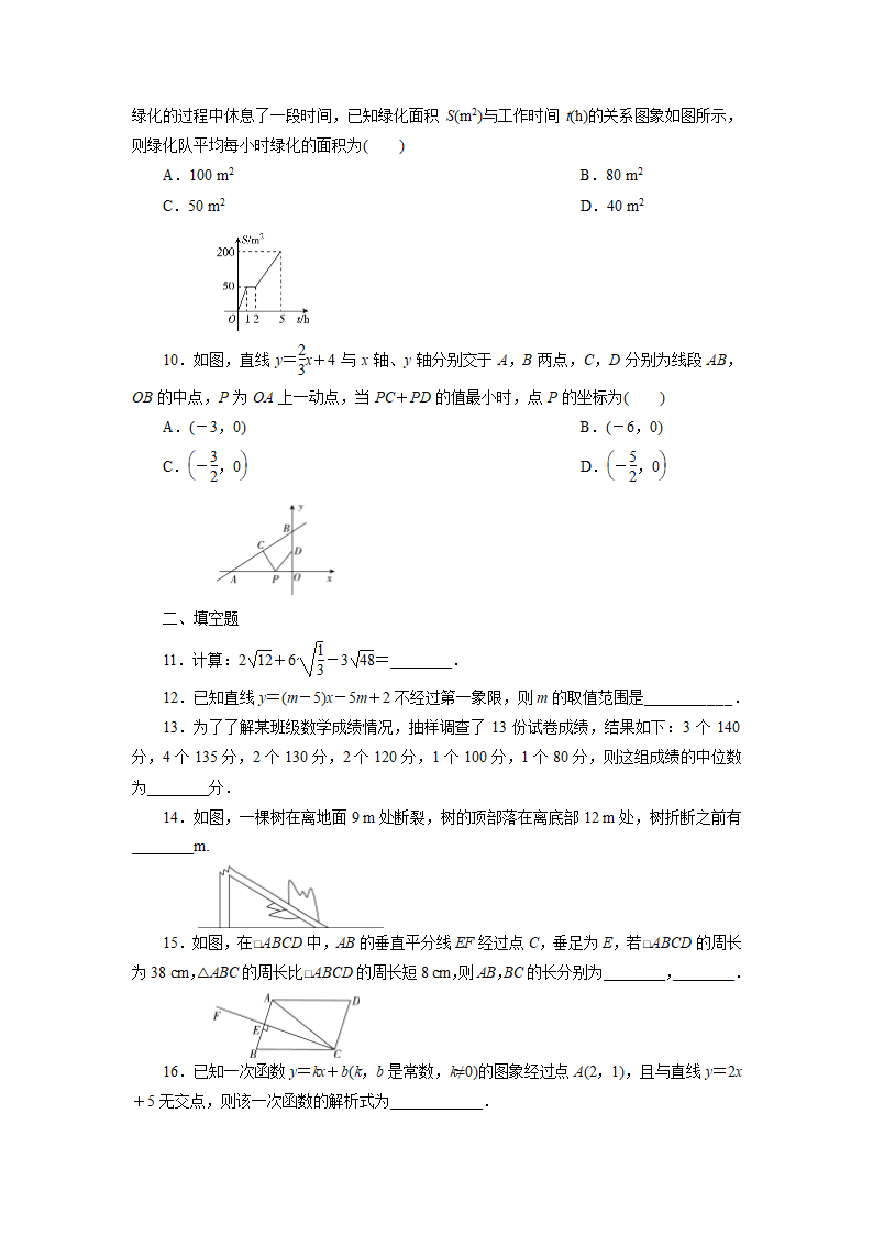 人教八年级数学下册  期末复习综合练(1)（word版含答案）.doc第2页