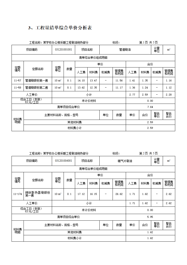 学校办公楼采暖工程刷油绝热项目工程量计算5页.docx第3页