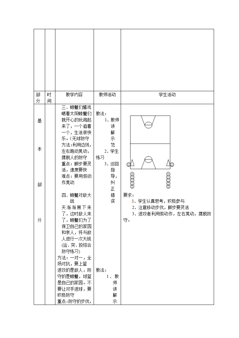 小学体育教案-篮球防守移动技术 全国通用.doc第5页