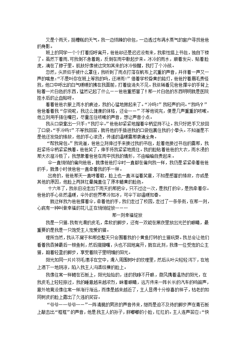 2013中考语文复习资料 作文评讲 那一刻幸福绽放素材.doc第4页