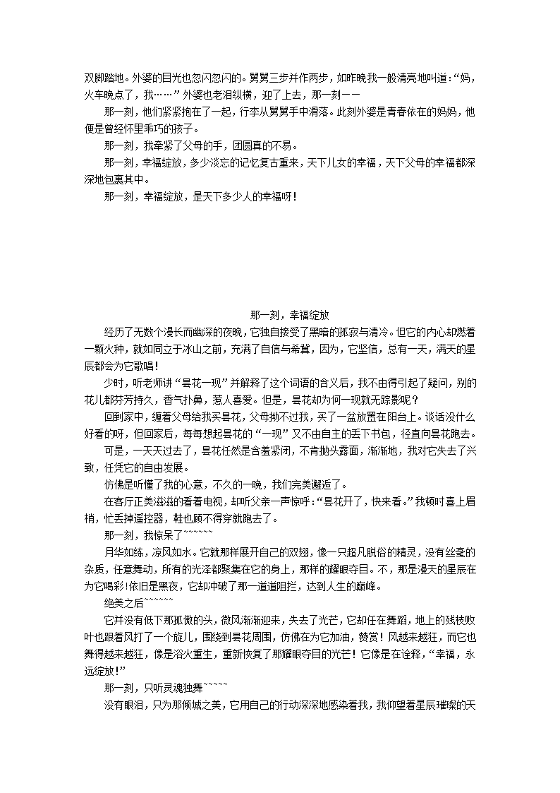 2013中考语文复习资料 作文评讲 那一刻幸福绽放素材.doc第7页